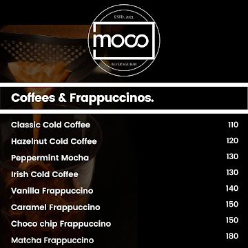 Moco Beverage Bar menu 