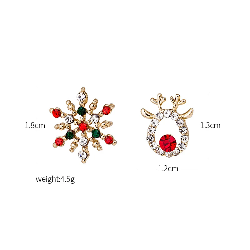Title 4, Boucles doreilles clous asymétriques flocon de...