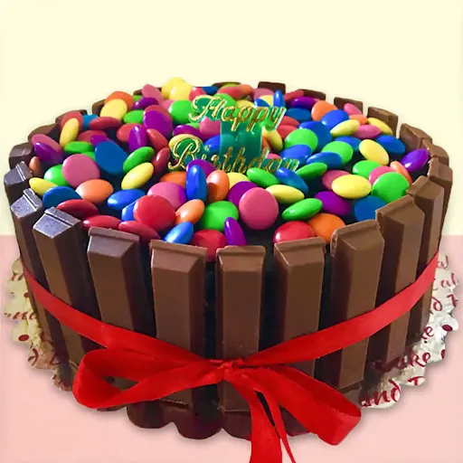 Chocolate KitKat Gems Cake