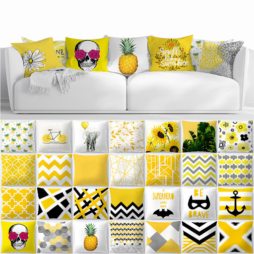 Title 16, Geometric yellow Hawaiian pillowcase. Brighten ...