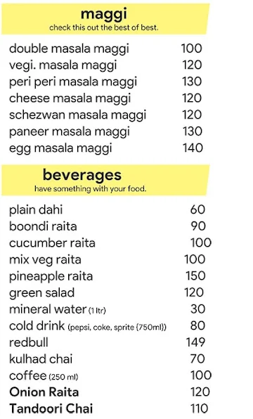 Apni Thali menu 