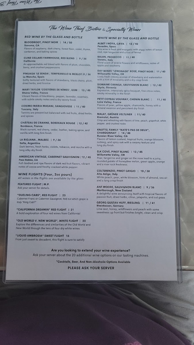 Menu gluten free options