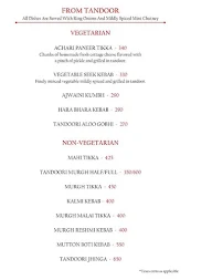 Hotel Arya menu 1