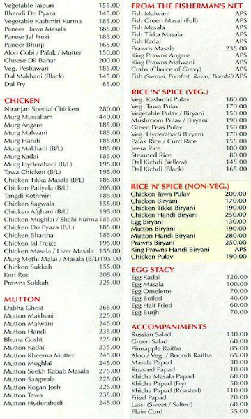 Niranjan Dining Bar menu 