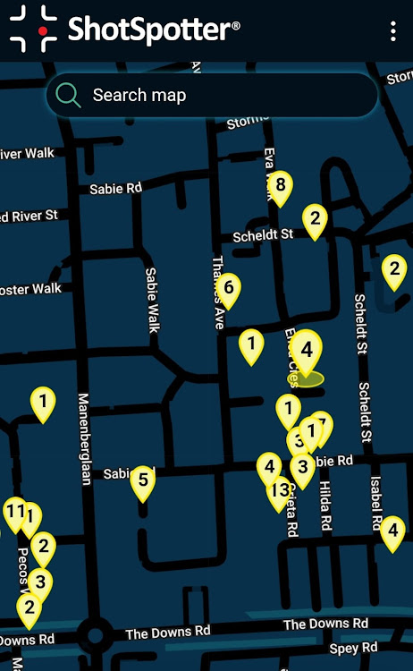 Information gathered by the acoustic gunshot detection system.