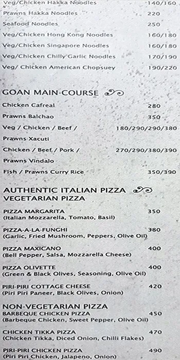 The Pink Flamingo menu 