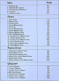 Southrn Dosa menu 1