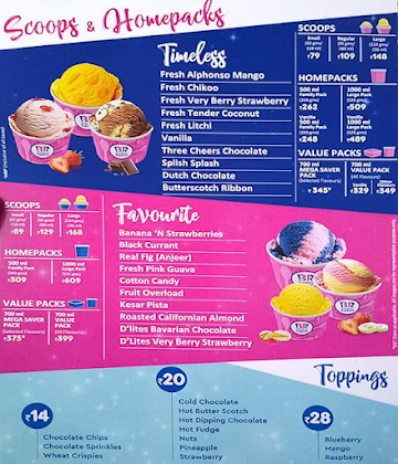 Baskin Robbins menu 