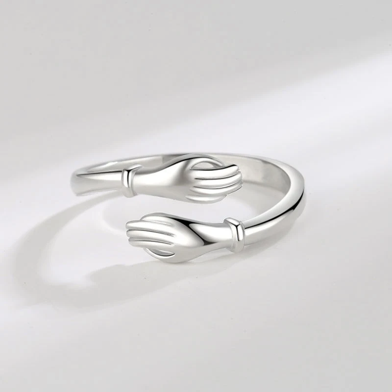 Romantische Handen Knuffel Eenvoudige Mode Verstelbare Ring, een symbool van liefde en verbinding, perfect cadeau-idee