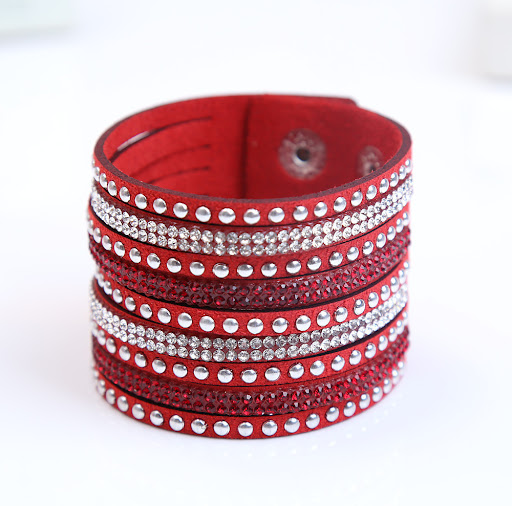 Title 6, Fashion Leather Flannel Hot Diamond Bracelet – ...