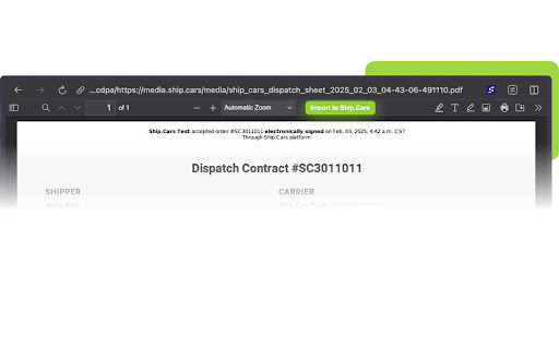 Ship.Cars Dispatch PDF Extension
