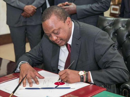 President Uhuru Kenyatta signed the Supplementary Appropriation Bill at State House on Tuesday, October 23, 2018. /COURTESY