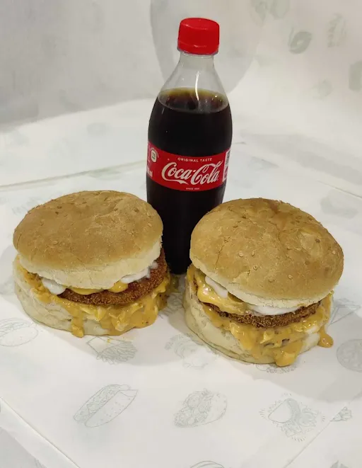 2 Real Fun Burger With Coke [250 Ml]