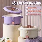 Nồi Lẩu Điện Đa Năng Chảo Điện Thông Minh 3.5L 1000W Ca Nấu Mì, Cách Nhiệt Chống Dính , Nấu Canh, Lẩu, Xào Chiên, Hấp, Nướ