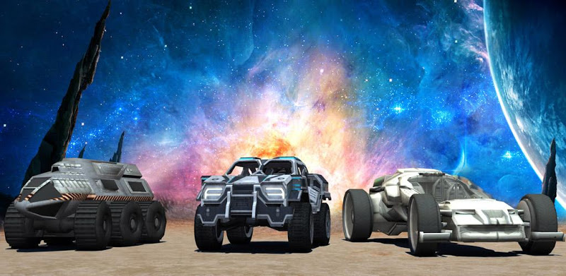 Jet Car Stunt Zone in space 3D