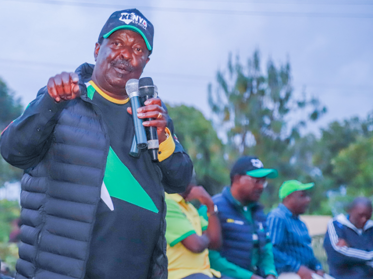 ANC party leader Musalia Mudavadi in company of Ford Kenya leader Moses wetang'ula and other leaders while on Western region campaaign.