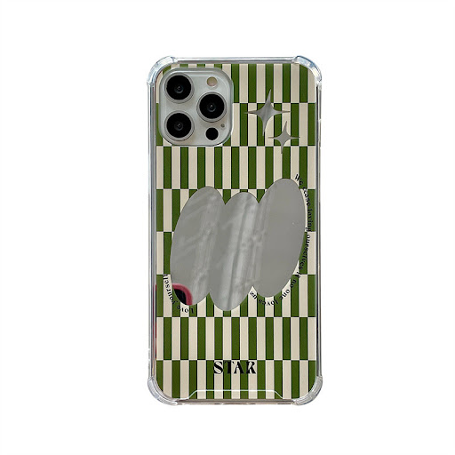 Title 4, Art Green Striped Mirror Phone Case Cover Fall-...