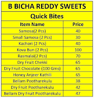 B. Bichareddy Pure Ghee Sweets menu 7