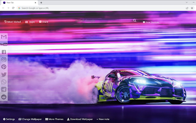 Neon Cars Wallpaper HD New Tab