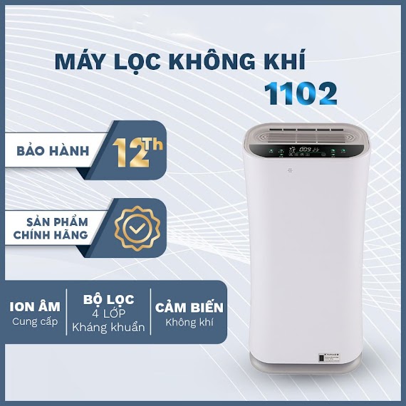 Máy Lọc Không Khí Utech Air1102 Máy Lọc Không Khí Ion Âm, Lọc Bụi Mịn Pm2.5