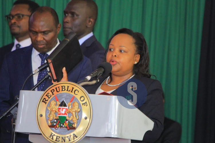 Secretary to the Cabinet Mercy Wanjau takes oath of office at State House, Nairobi on October 27, 2022