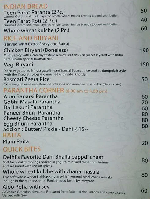 Food Baskket menu 