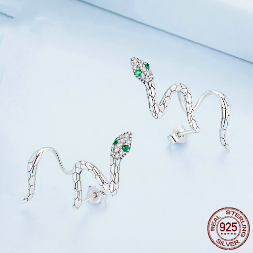 Title 2, Original Sterling Silver S925 Serpentine Stud E...