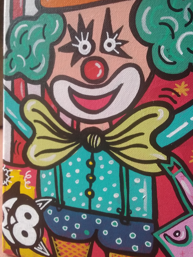 le cirque: peinture acrylique à message artiste peintre barre virginie les poissons, tableaux pop art gais colorés décoration murale
