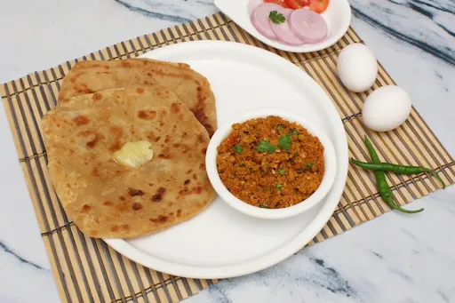 Egg Bhurji [3 Eggs] With 2 Desi Ghee Tawa Parantha [Serves 2]