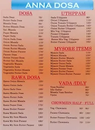 Anna Dosa South Indian menu 1