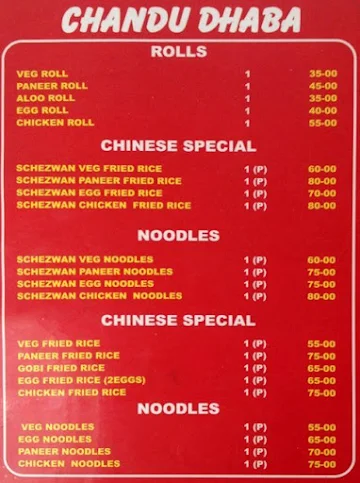 Chandu Dhaba menu 