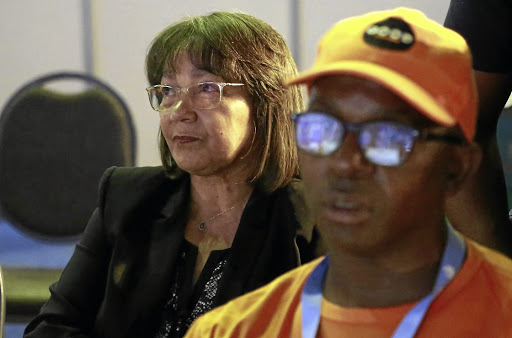 Good Movement leader, Patricia de Lille, left, follows proceedings at the results operation centre, as counting of votes continued. / Sebabatso Mosamo