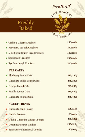 Bakery By Foodhall menu 