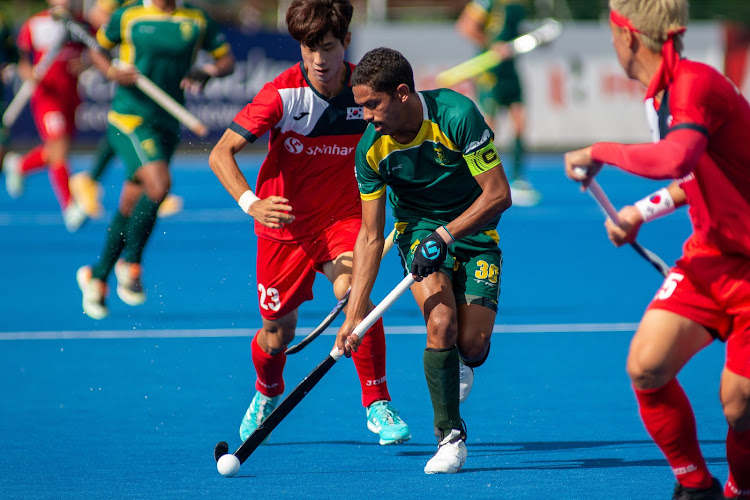 Dayaan Cassiem in action in the Nations Cup match against Korea in Potchefstroom in December 2022. Picture: NATHIER SULAIMAN/GALLO IMAGES