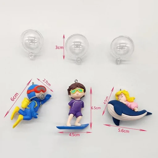 Swim Effect Diver Surf Boy Whale Riding Girl Anime Figure Aquarium Landscaping Fish Tank Decoration Floatable Plastic Mo