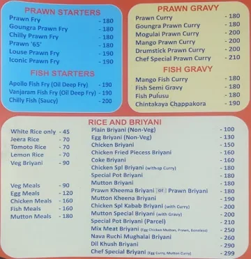 Nava Ruchi menu 