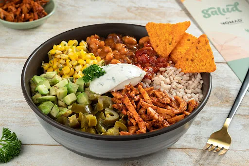 Tex Mex Chicken Burrito Bowl (Pulled Chicken) + Bungee Ice Tea