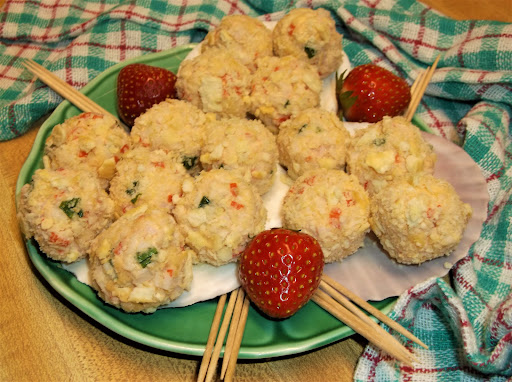 Crab balls plated and ready to serve.