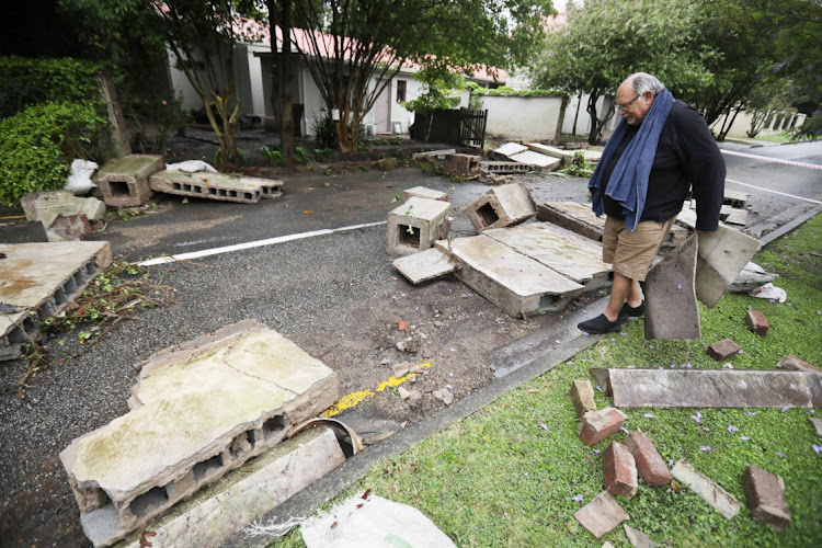 Leon Eady's perimeter wall in Heatherlands gave in as the water gushed through his home after heavy rain in George on Monday.