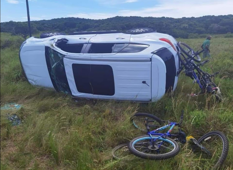 This SUV with a family of four inside was rolled over by an elephant at the iSimangaliso Wetland Park.