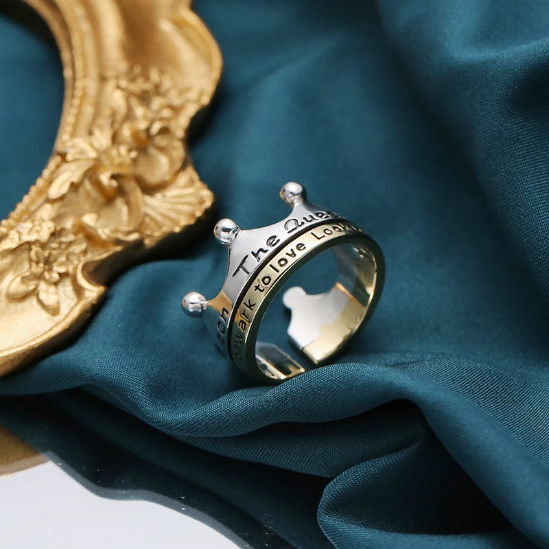 Bague Couronne Or Argent S925 Style INS Simple Bijou Élégant pour Femme Accessoire Cadeau Idéal