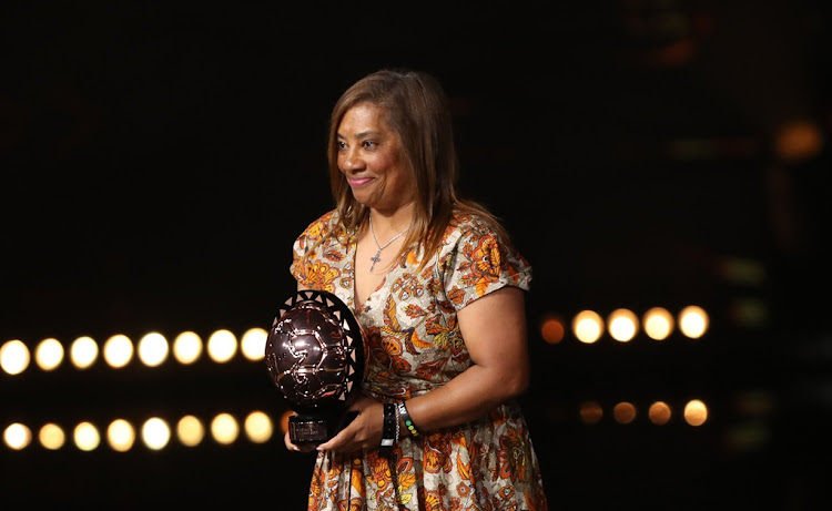 Banyana Banyana coach Desiree Ellis accepts the trophy after winning Women’s Coach of the Year at the Caf Awards in Marrakesh, Morocco on Monday night.