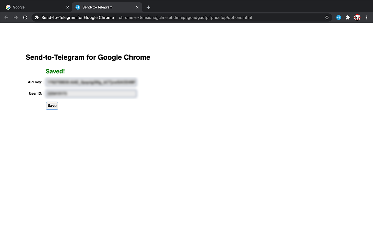 Send to Telegram for Google Chrome Preview image 3