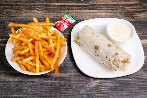 Cheese Chicken Shawarma With French Fries