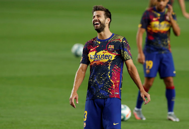 Barcelona's Gerard Pique during a warm up session