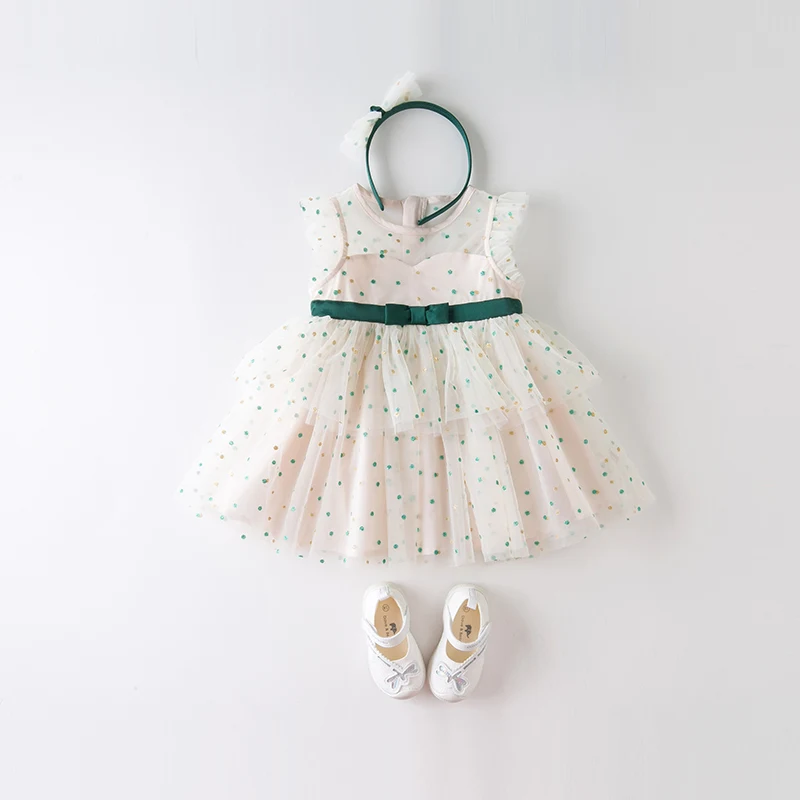 Title 1, Saia com véu e tiara para bebê menina, bolinhas...