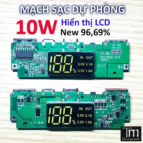 Mạch Sạc Dự Phòng Hiển Thị Lcd 10W 5V2A