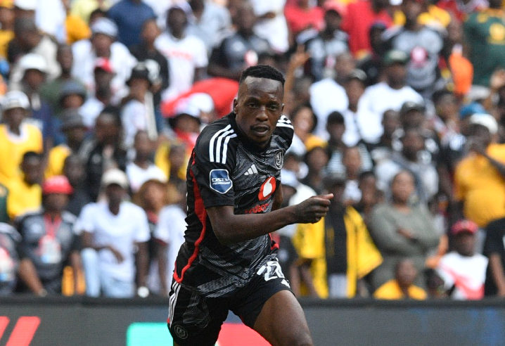 Patrick Maswanganyi of Orlando Pirates during the DStv Premiership 2023/24 match against Kaizer Chiefs at FNB Stadium on March 9 2024.