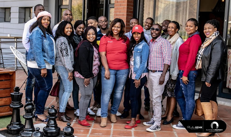 Chairperson Lebo Ratema , middle, with members of her Rustenburg Property Investment Stokvel.