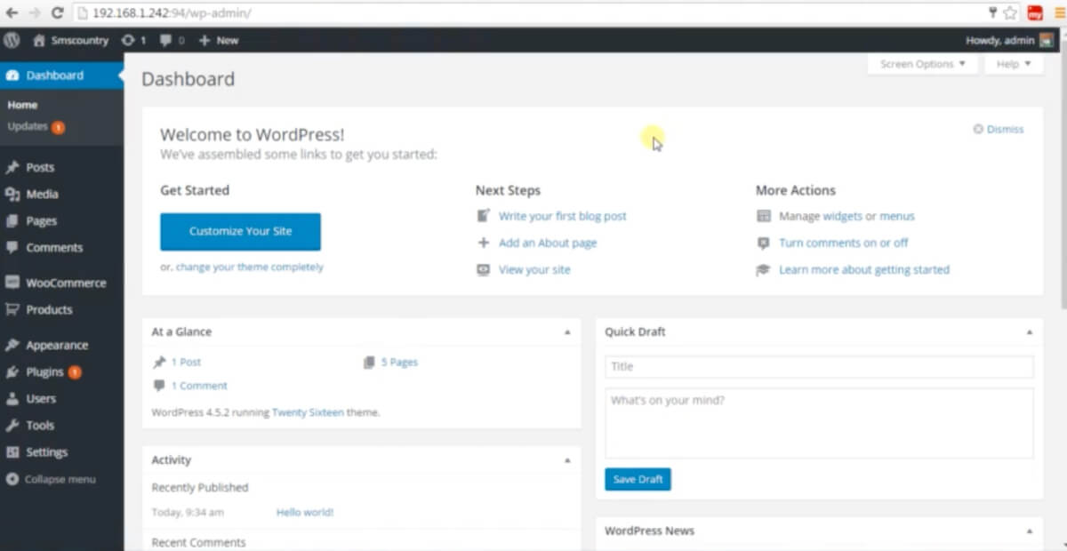  WordPress Dashboard